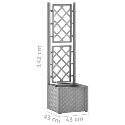 COSTWAY Plantenbak, 2 stuks, weerbestendig, HDPE, tuinbloembak rechthoekig, bloembed met afvoergaten, verhoogd bloembed, plantenbed, plantenbak, bloembak (45 x 32 x 30 cm, grijs