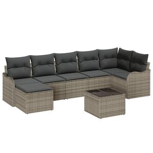 vidaXL Tuin Sofa Set 8 pcs Grijs poly rattan