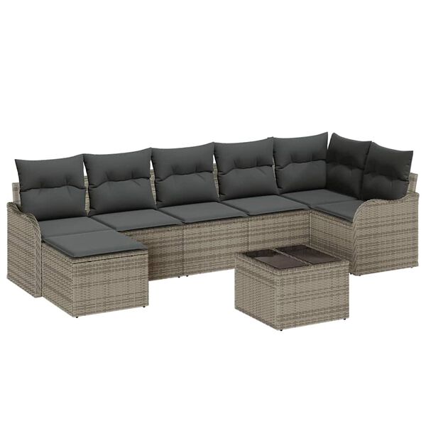 vidaXL Tuin Sofa Set 8 pcs Grijs poly rattan