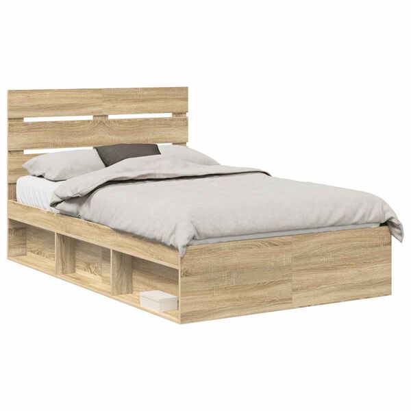 vidaXL Bedframe met hoofdeinde Sonoma 120 x 190 cm Massief grenenhout