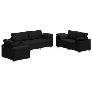vidaXL Bank 3 pcs Zwart 219 x 80 x 82 cm Linnen-mix stof