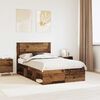 vidaXL Bedframe met hoofdeinde Oudhout 120 x 190 cm Massief grenenhout