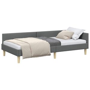 vidaXL Hoekbedframe met hoofdeinde Donkergrijs 90 x 190 cm Stof