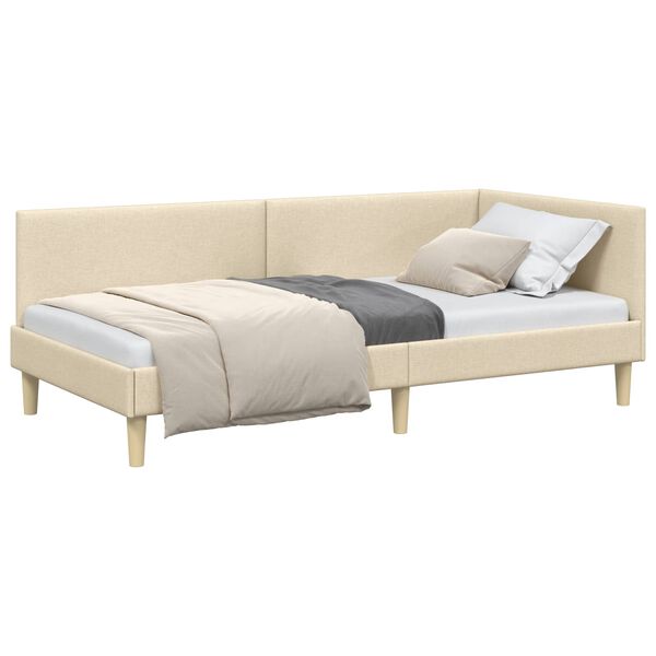 vidaXL Hoekbedframe met hoofdeinde Crème 90 cm x 190 cm Fluweel