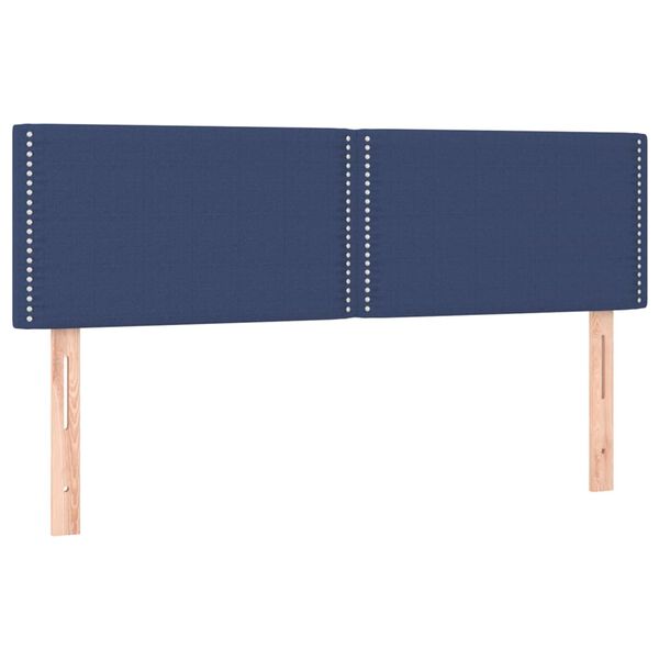 vidaXL Hoofdbord LED 144x5x78/88 cm stof blauw