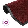 vidaXL Droogloopmatten 2 st rechthoekig getuft 60x90 cm rood