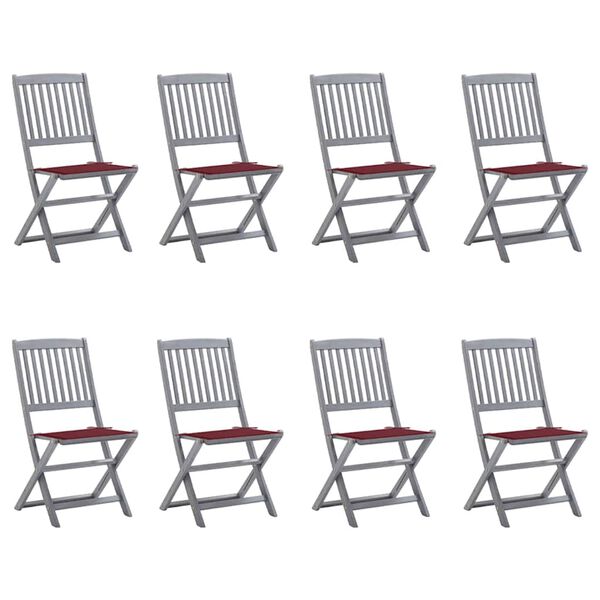 vidaXL Tuinstoelen 8 st inklapbaar met kussens massief acaciahout