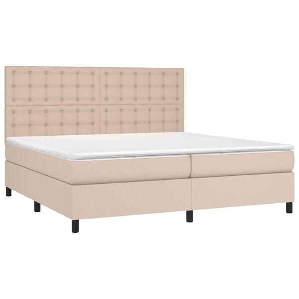 vidaXL Boxspring met matras kunstleer cappuccinokleurig 200x200 cm