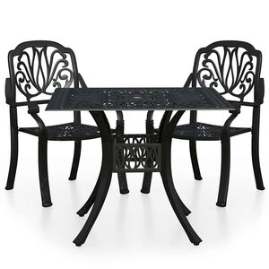 vidaXL 3-delige Bistroset gietaluminium zwart