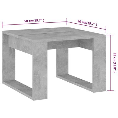 vidaXL Bijzettafel 50x50x35 cm spaanplaat betongrijs