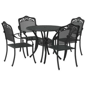 vidaXL Tuin eettafelset 5 pcs Zwart Aluminium