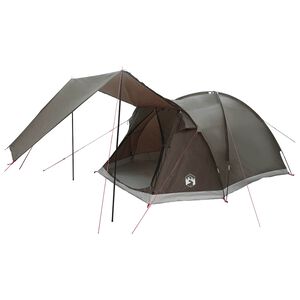 vidaXL Huisje Tent met dak Bruin grijs 4-persoons Polyester en staal