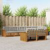 vidaXL Buiten bankenset met kussen 8 pcs Natuurlijk en Lichtgrijs