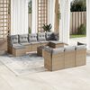 vidaXL 11-delige Tuinset met kussens poly rattan beige