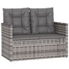 vidaXL 4-delige Loungeset met kussens poly rattan grijs