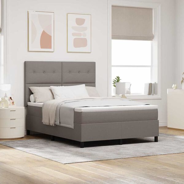 vidaXL Boxspring bed met matras met LED Taupe 140 x 200 cm Stof