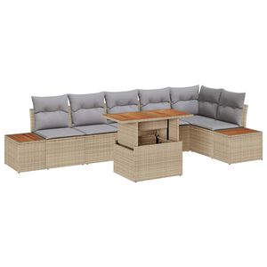 vidaXL Tuinbankenset 7 st Beige poly rattan