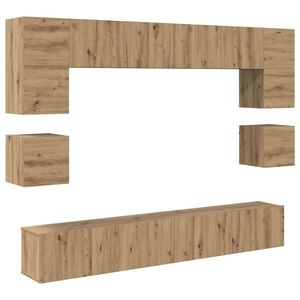 vidaXL Tv-meubelset Wandgemonteerd 8 pcs Artisan Eiken Bewerkt hout