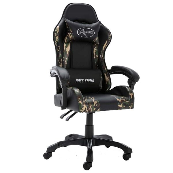 vidaXL Racestoel kunstleer zwart en camouflage