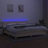 vidaXL Boxspring met matras en LED stof cr&egrave;mekleurig 200x200 cm