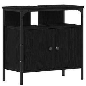 vidaXL Wastafelkast 60x30x60 cm spaanplaat zwart eikenkleurig