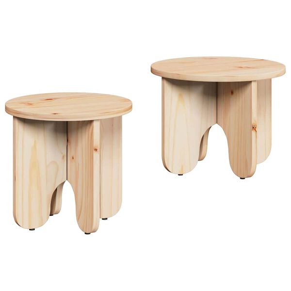 vidaXL Salontafel 2 pcs Naturel Massief grenenhout