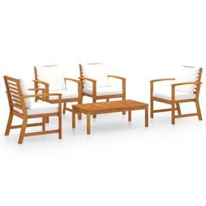 vidaXL 5-delige Loungeset met kussens massief acaciahout