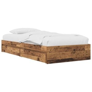 vidaXL Bedframe met opslag met lade Oud hout 80 x 200 cm Bewerkt hout