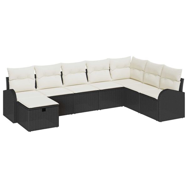 vidaXL Tuin Sofa Set met kussen met opslag 8 pcs Zwart Poly riet