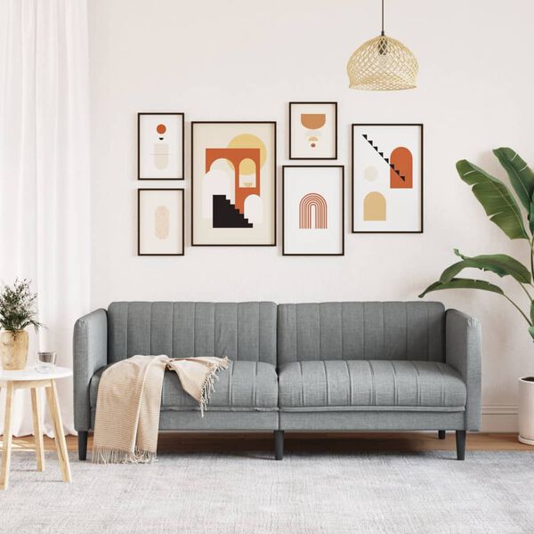 vidaXL 3-zitsbank stof lichtgrijs