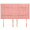 vidaXL Hoofdbord met randen 147x16x118/128 cm fluweel roze