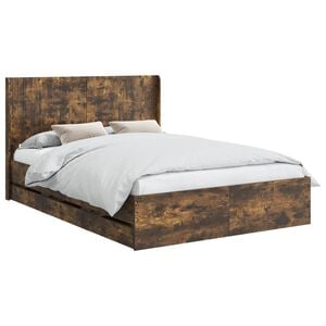vidaXL Bedframe met opbergruimte en hoofdbord Gerookt eiken