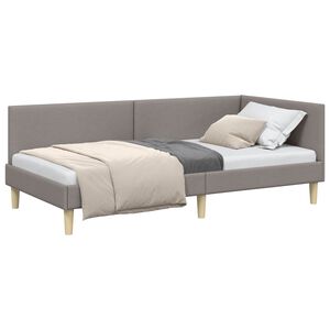 vidaXL Hoekbedframe Taupe 80 cm x 200 cm Stof en multiplex