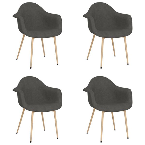 vidaXL Eetkamerstoelen 4 st stof donkergrijs