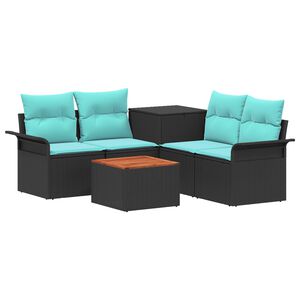 vidaXL Bankstel 6 st 4-Aantal zitplaatsen Zwart en Blauw