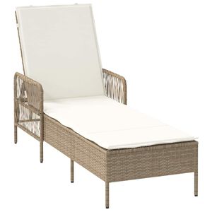 vidaXL Ligbed met kussen 1-persoon Beige 157 x 55 x 92cm poly rattan