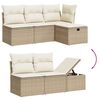 vidaXL 7-delige Loungeset met kussens poly rattan beige