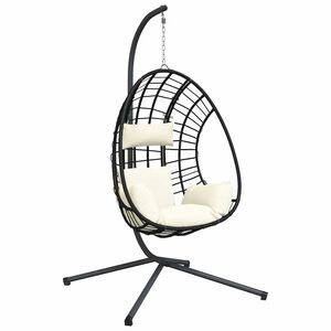 vidaXL Hangstoel met standaard rattan en staal beige