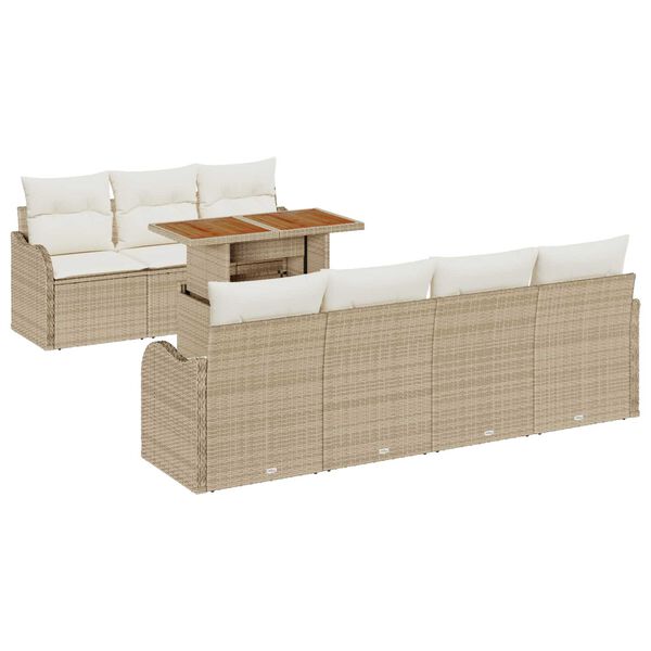 vidaXL Tuin Sofa Set met kussen 8 pcs beige en cr&egrave;mekleurig