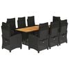 vidaXL 9-delige Tuinset poly rattan zwart