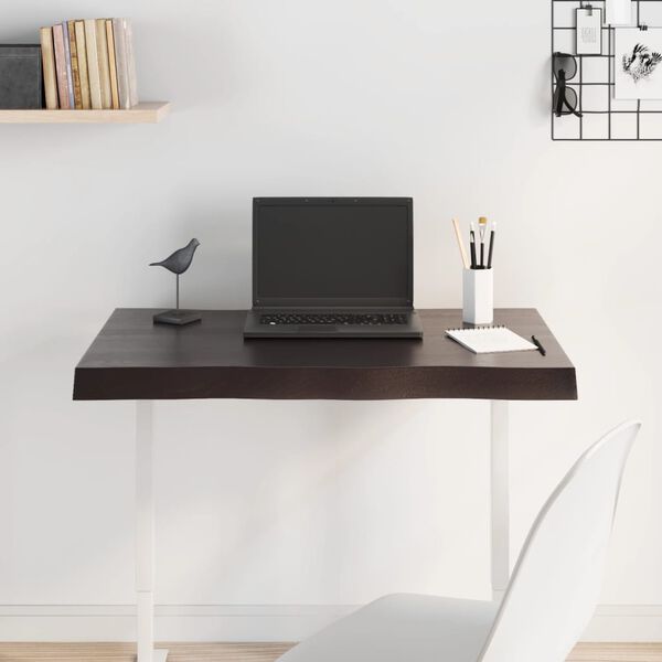 vidaXL Tafelblad natuurlijke rand 80x60x(2-6) cm eikenhout donkerbruin