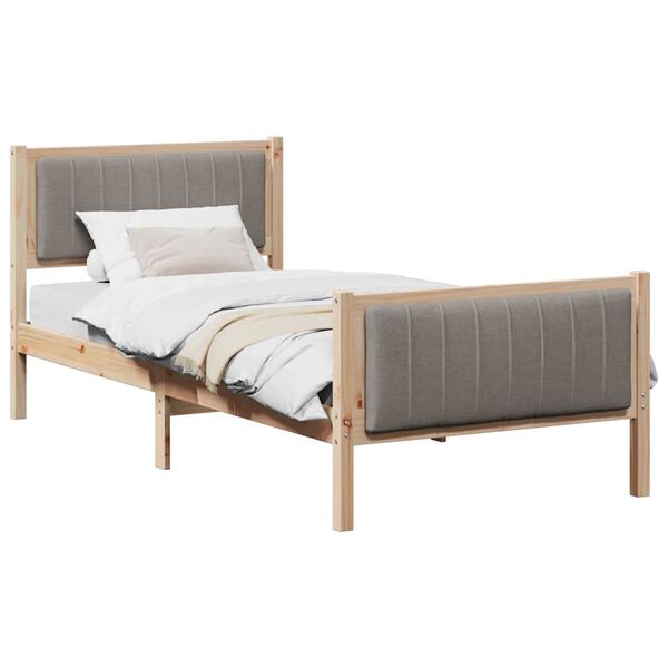 vidaXL Bedframe Bruin en taupe 90 x 190 cm Massief grenenhout