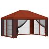 vidaXL Paviljoen met zijwanden 4 &times; 3 m Terracotta Polyester en staal