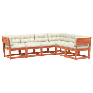 vidaXL 6-delige Loungeset met kussens massief grenenhout wasbruin