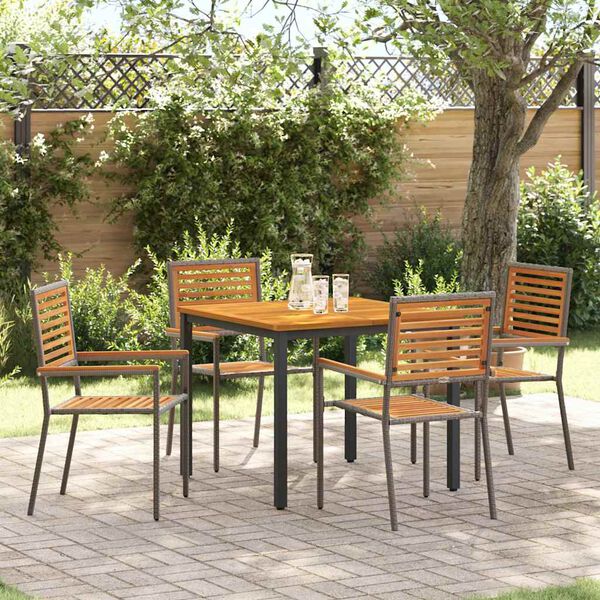 vidaXL Tuin Eetset 5 pcs Grijs 90 x 90 x 75 cm poly rattan