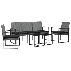 vidaXL 5-delige Tuinset met kussens polypropeen rattan donkergrijs