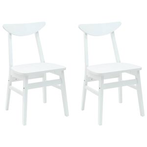 vidaXL Eettafelstoelen 2 st Massief Rubberhout Wit 42 x 47.5 x 81 cm