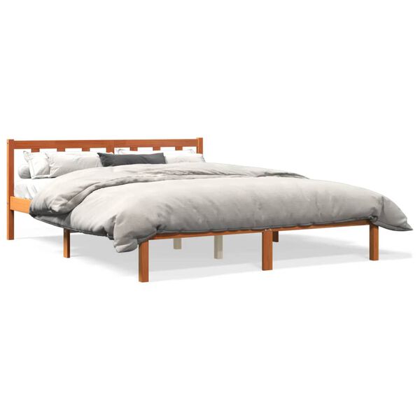 vidaXL Bedframe zonder matras massief grenenhout wasbruin 150x200 cm