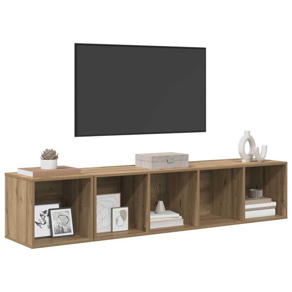 vidaXL TV-kast set Wandgemonteerd 2 pcs Artisan Eiken Bewerkt hout