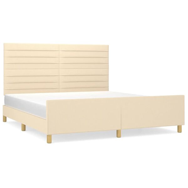 vidaXL Bedframe zonder matras stof cr&egrave;mekleurig 180x200 cm